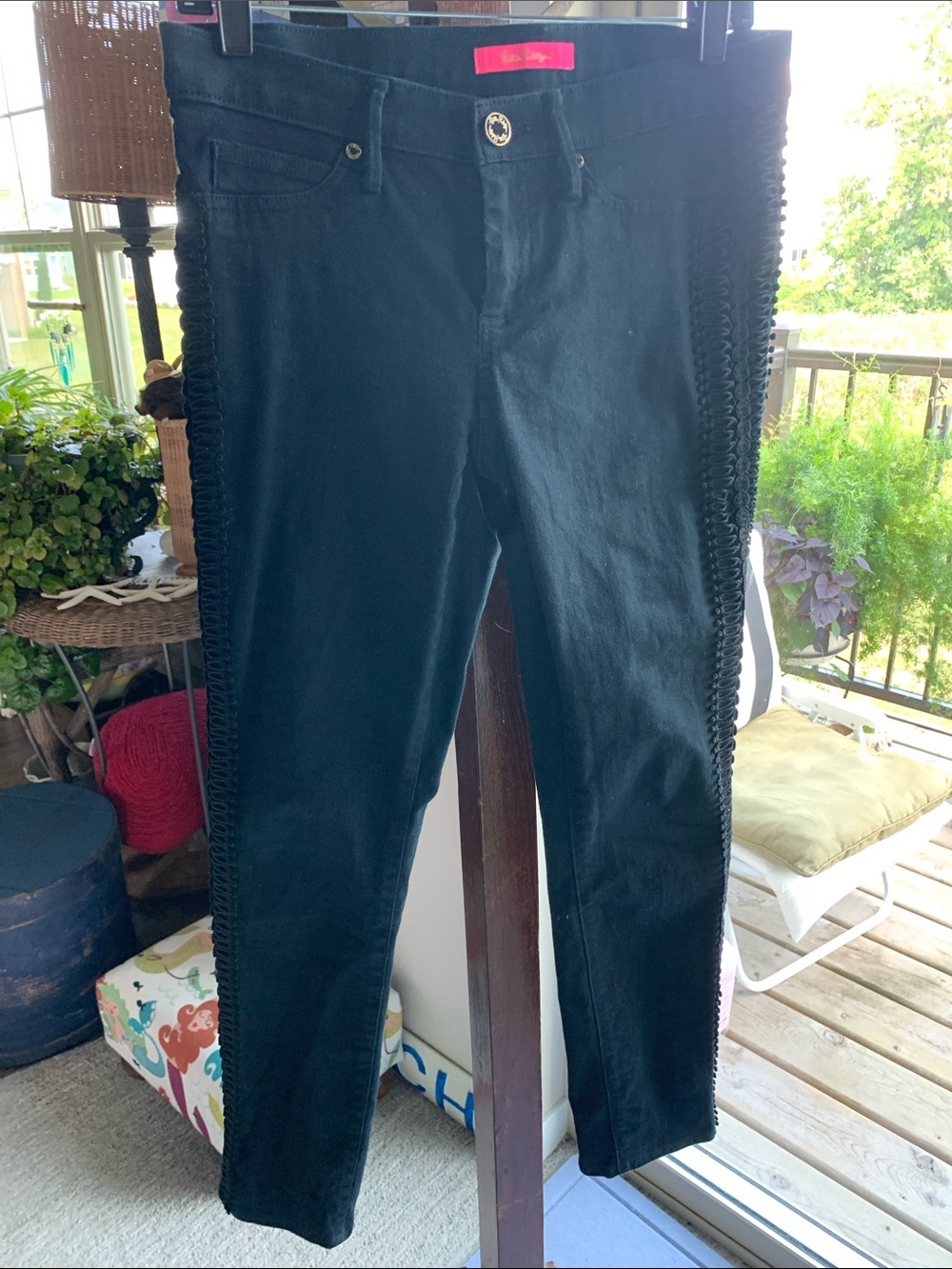 Lilly Pulitzer Black Skinny Jeans with Side Trim